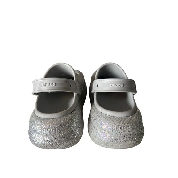 UNISEX CROCS PLATFORM CLOGS SILVER GLITTER WOMENS SIZE 12, MEN SIZE 10 - Picture 6 of 9